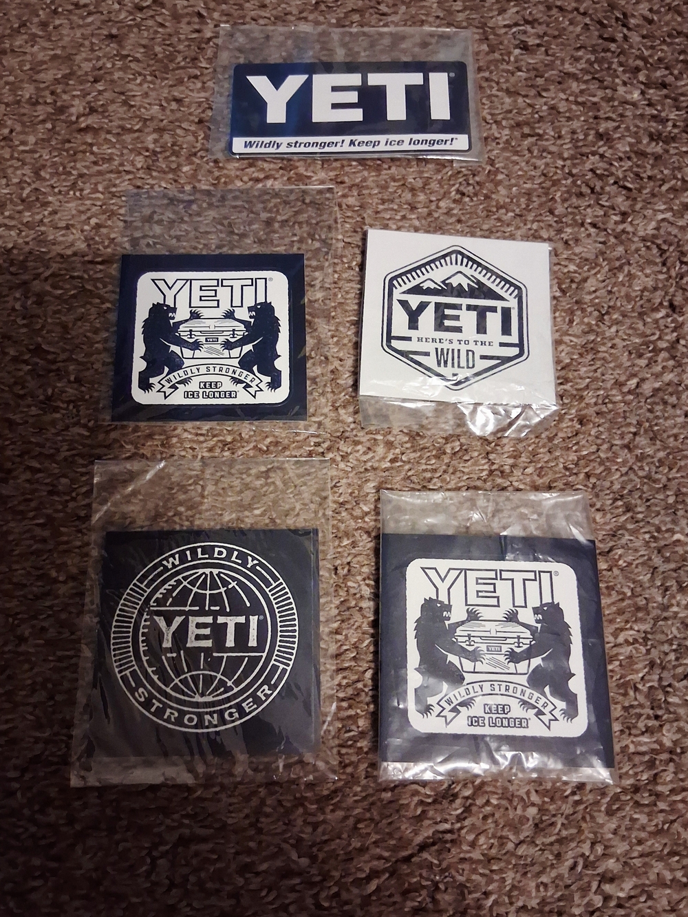 Yeti Logo Sticker Set - Navy Blue & White, 5 Stickers